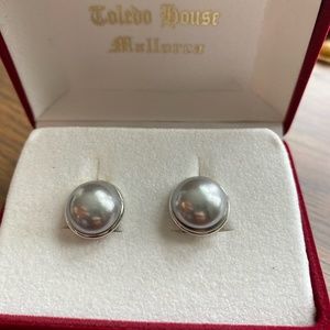 Toledo House Mallorca Spain Black Pearl Earrings pierced 10cm